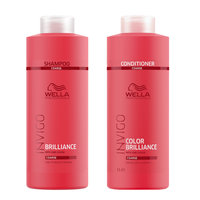 Wella - Invigo Color Brilliance Coarse Hair Shampoo 1000 ml + Invigo Color Brilliance Conditioner Coarse Hair 1000 ml