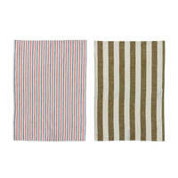 OYOY Living - Kurin Tea Towel - Pack of 2 - Olive / Offwhite (L300392)