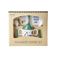 Rice - Melamine Baby Dinner Set Giftbox - Green Party Animal Print