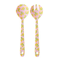 Rice - Melamine Salad Spoon & Fork - Lemon Print