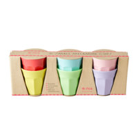 Rice - 6 Pcs Small Melamine Kids Cups - YIPPIE YIPPIE YEAH Colors