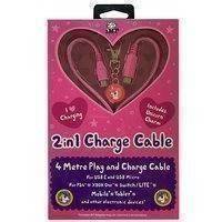 2in1 4m Pink Charge Cable with Unicorn Charm Pink, IMP