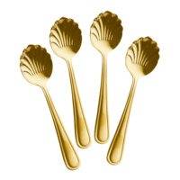 Rice - Stainless Steel Seashell Teaspoon Set of 4 - Gold