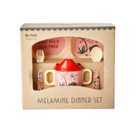 Rice - Melamine Baby Dinner Set Giftbox - Pink Jungle Animals Print