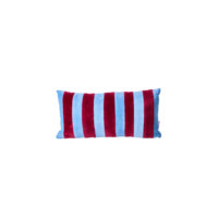 Rice - Rectangular Cushion with Gendarme Blue and Maroon Stripes - Small