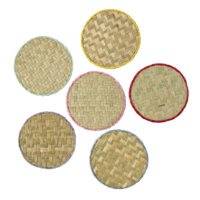 Rice - Round Handmade Raffia Coaster 6 pcs - YIPPIE YIPPIE YEAH Colors