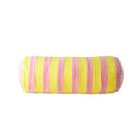 Rice - Velvet Bolster Pillow Medium - Pink and Yellow Stripes