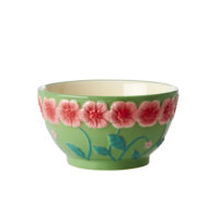 Rice - Ceramic Bowl with Embossed Flower Design Small - Green