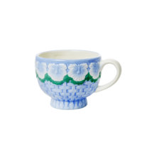 Rice - Ceramic Mug - Embossed Blue Flower Design