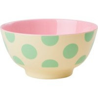 Rice - Melamine Bowl - Green Dot Print Medium