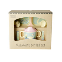 Rice - Melamine Baby Dinner Set Giftbox - Swan Print