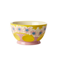 Rice - Ceramic Bowl with Embossed Flower Design Small - Yellow