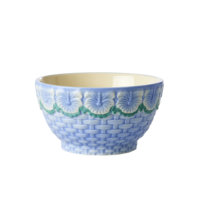 Rice - Ceramic Bowl with Embossed Flower Design Small - Blue