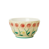 Rice - Ceramic Bowl with Embossed Flower Design Small - Creme