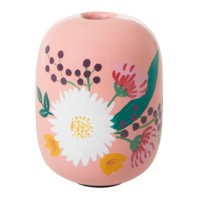 Rice - Metal Candleholder Large - Apricot w. Handpainted Flowers