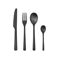 Broste Copenhagen - Cutlery set Hune, 4 pc - Stainless steel - Titanium Mat Black