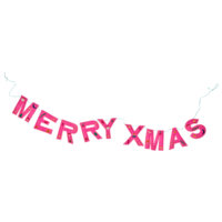 Rice - Raffia Garland with HAPPY XMAS Tekst in Pink