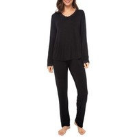 Lady Avenue Bamboo Pyjamas With Lace Long Sleeve