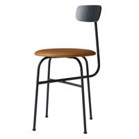 Audo Copenhagen Afteroom 4 tuoli, musta, ruskea nahkaverhoilu