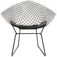 Knoll Bertoia Diamond tuoli, musta - musta istuintyyny