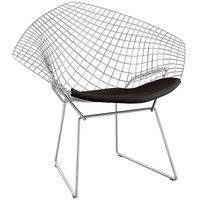 Knoll Bertoia Diamond tuoli, satiinikromi - musta istuintyyny