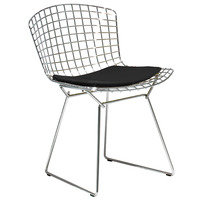 Knoll Bertoia tuoli, kromi - musta istuintyyny