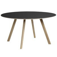 HAY CPH25 pyöreä pöytä, 140 cm, saippuoitu tammi - harmaa lino
