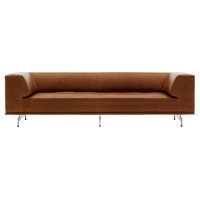 Fredericia Delphi 3-istuttava sohva, harj. alumiini - ruskea nahka Max 91