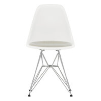 Vitra Eames DSR tuoli, valkoinen - kromi - warm grey/ivory pehmuste