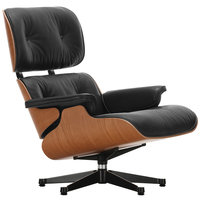 Vitra Eames Lounge Chair, uusi koko, American cherry - musta nahka