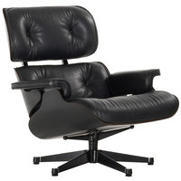 Vitra Eames Lounge Chair, uusi koko, musta saarni - musta nahka