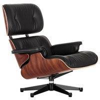 Vitra Eames Lounge Chair, uusi koko, palisanteri - musta nahka