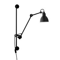 DCWéditions Lampe Gras 210 seinävalaisin, pyöreä varjostin, musta - kupari