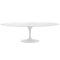 Knoll Tulppaani ruokapöytä 198 cm, ovaali, valkoinen laminaatti