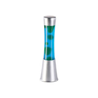 Design-laavalamppu, sininen neste ja vihreä vaha