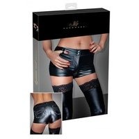 Noir Wetlook shortsit haaroista avattalla vetoketjulla