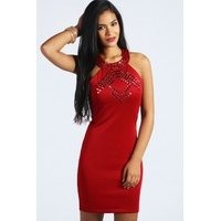 Scarlet Gem Detail Bodycon Dress