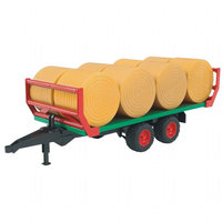 Bale transport trailer and 8 round bales (Bruder 02220)