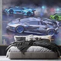 Neon Supercar tapetti 244 x 305 cm (Walltastic 046979)