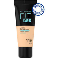 Fit Me Matte + Poreless Foundation, 115 Ivory, Maybelline