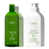 Ziaja Natural Olive Shower Gel (500mL) + Body Lotion (400mL), Ziaja