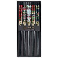 Chopstick Set/5 Black Flower, Tokyo Design Studio