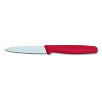 Kuorintaveitsi, 8 cm terävä- ja aaltoreunainen, punainen nylonkahva, Victorinox