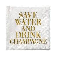 Servetti Valkoinen/Kulta 'Drink Champagne' Paperi 33x33cm 20-pack, Bloomingville