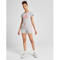 Adidas girls' large linear logo t-shirt junior - kids, harmaa, adidas