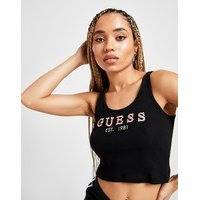 Guess logo rib tank top - womens, musta, guess