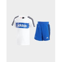 Adidas linear essential t-shirt/shorts set infant - only at jd - kids, valkoinen, adidas