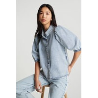 Puff ss denim blouse, Gina Tricot