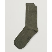 Amanda Christensen 3-Pack True Cotton Socks Olive Melange