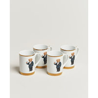 Ralph Lauren Home Thompson Bear Porcelain Mug Set 4pcs White/Gold